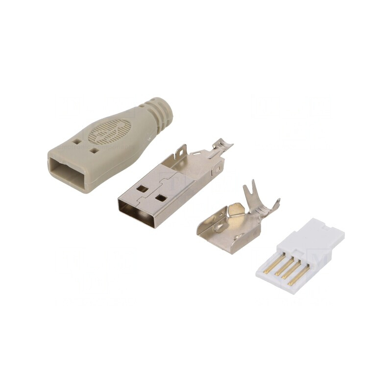 Mufă USB A tată pe cablu gri | Electronic-mag.ro | Componente Electronice