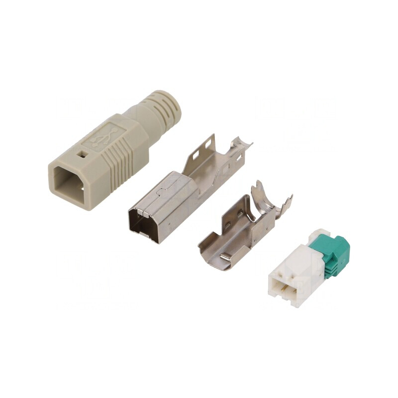 Mufă USB B Tată pe Cablu Gri fără Unelte PIN 4 | Electronic-mag.ro | Componente Electronice