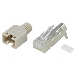 Mufă RJ45 Ecranată cu Manșon Gold Flash 8p8c | Electronic-mag.ro | Componente Electronice