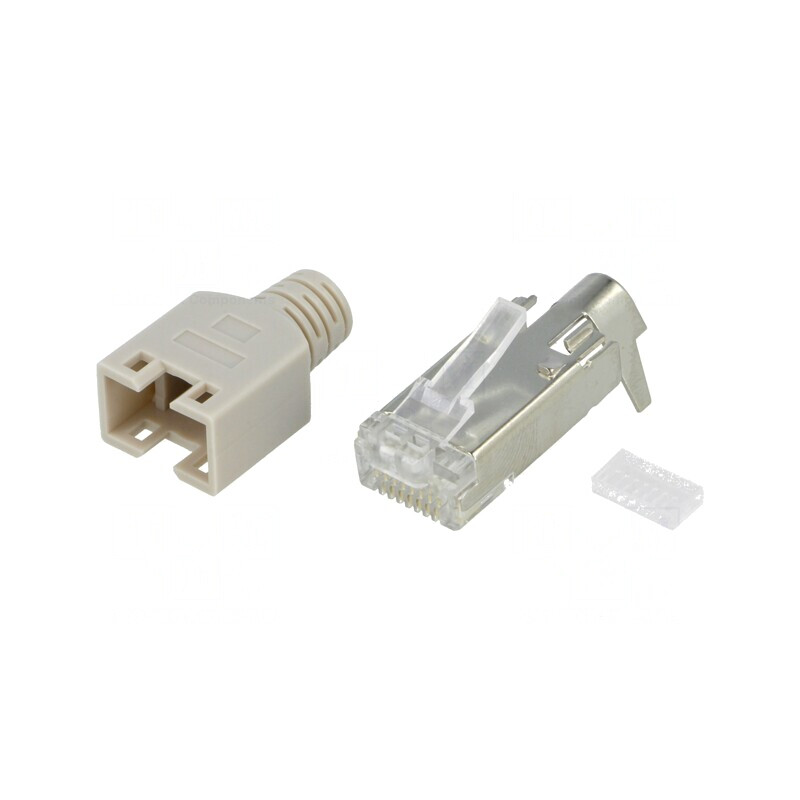 Mufă RJ45 Ecranată cu Manșon Gold Flash 8p8c | Electronic-mag.ro | Componente Electronice