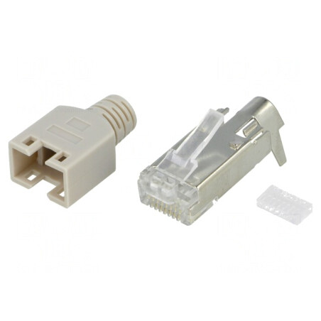 Mufă RJ45 Ecranată cu Manșon Gold Flash 8p8c | Electronic-mag.ro | Componente Electronice