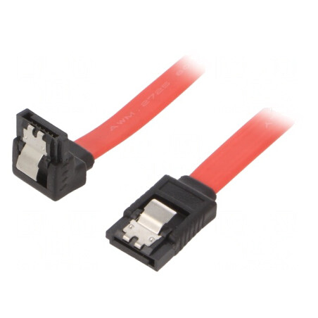 Cablu SATA III 0,5m Roșu 90º | Electronic-mag.ro | Componente Electronice