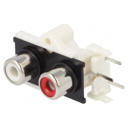 Soclu RCA mamă dublu unghi 90° nichelat | Electronic-mag.ro | Componente Electronice