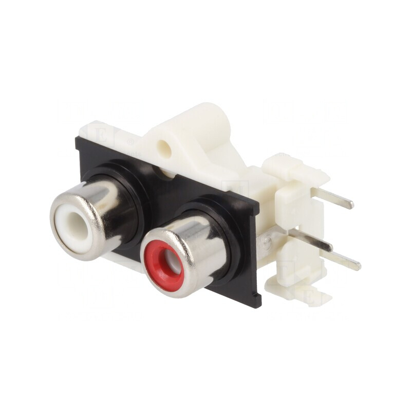 Soclu RCA mamă dublu unghi 90° nichelat | Electronic-mag.ro | Componente Electronice