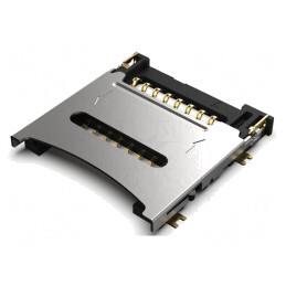 Conector pentru carduri microSD cu mâner articulat SMT 8 pini