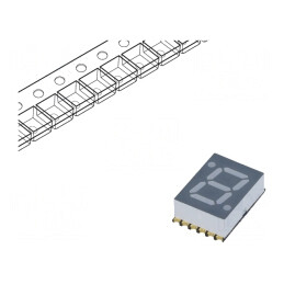 Afișaj LED 7 Segmente 7mm Galben 10mcd