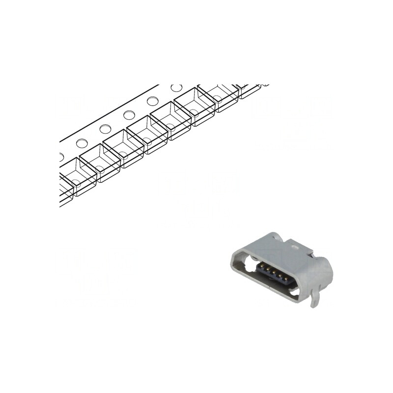 Soclu USB Micro B pentru PCB SMT 5 Pin Orizontale USB 2.0 | Electronic-mag.ro | Componente Electronice