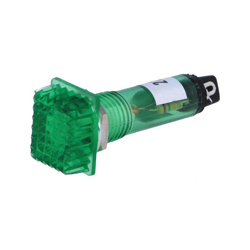 Lampă de control neon verde 230VAC Ø10mm | Electronic-mag.ro | Componente Electronice