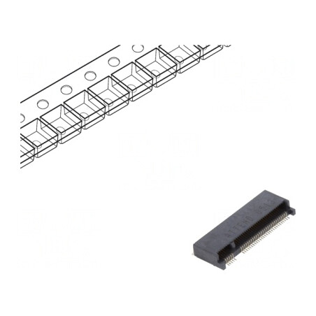 Conector M.2 (NGFF) Orizontal SMT Gold Flash 67-Pin 0.5A | Electronic-mag.ro | Componente Electronice