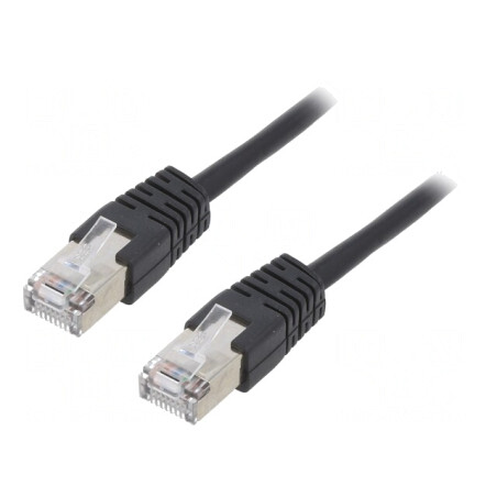 Patch cord F/UTP Cat5e ecranat 0,5m negru | Electronic-mag.ro | Componente Electronice