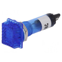 Lampă de control: cu neon FLUO; convex; albastră; 230VAC; plastic