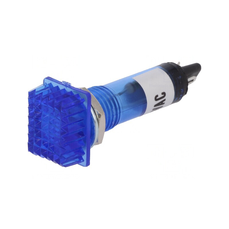 Lampă de control cu neon convex albastră 230V plastic
