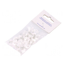 Cleme Cablu Rotund 7mm Albe cu Cui - Set 25 Bucăți | Electronic-mag.ro | Componente Electronice