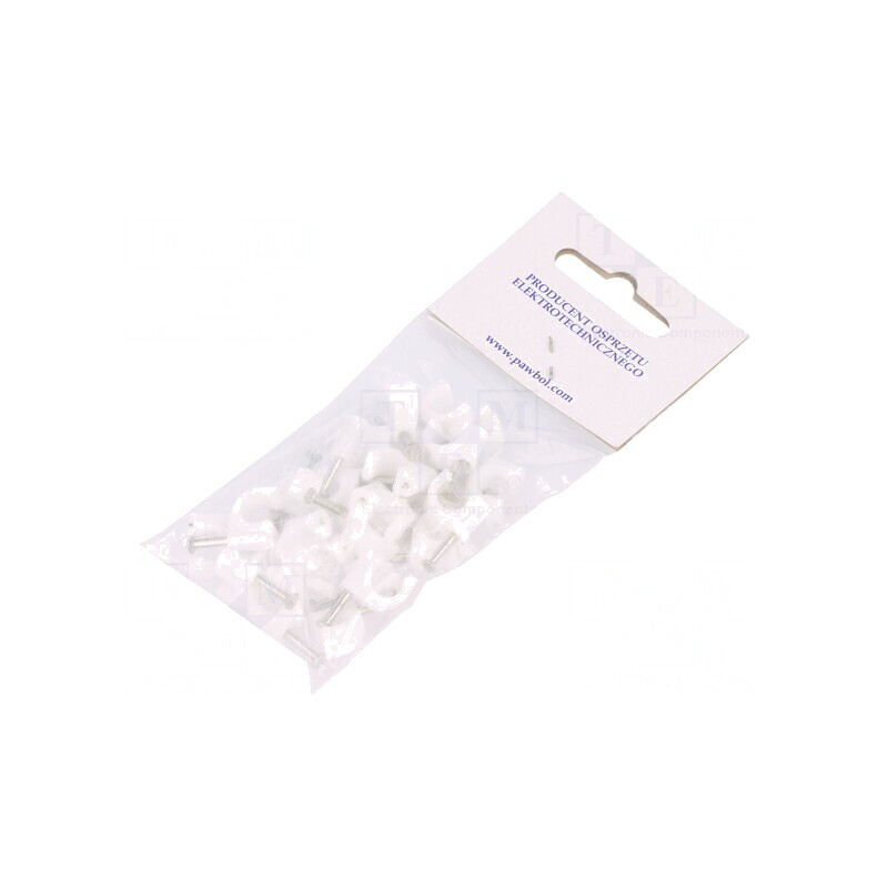 Cleme Cablu Rotund 7mm Albe cu Cui - Set 25 Bucăți | Electronic-mag.ro | Componente Electronice