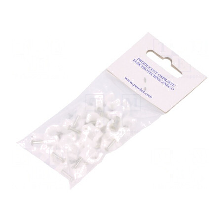 Cleme Cablu Rotund 7mm Albe cu Cui - Set 25 Bucăți | Electronic-mag.ro | Componente Electronice