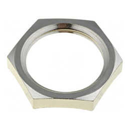 Piuliță împământare M20 alamă nichel 3,7mm Cheie 24mm | Electronic-mag.ro | Componente Electronice