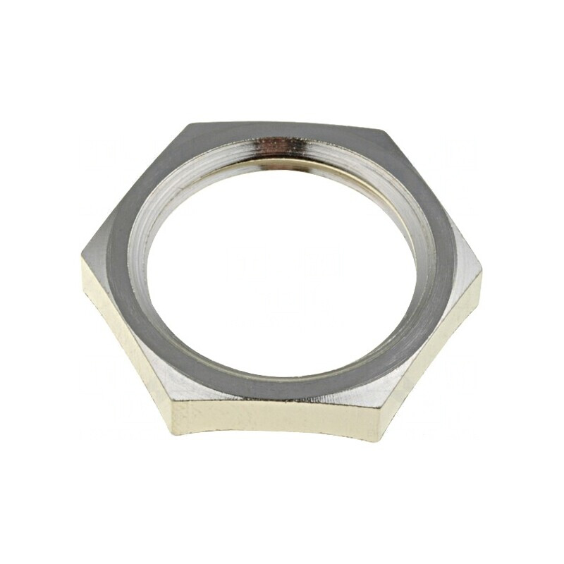 Piuliță împământare M20 alamă nichel 3,7mm Cheie 24mm | Electronic-mag.ro | Componente Electronice
