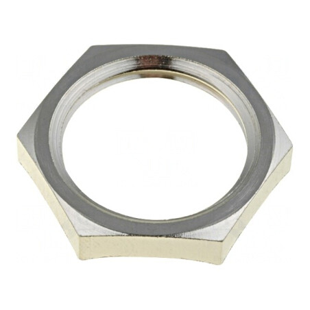 Piuliță împământare M20 alamă nichel 3,7mm Cheie 24mm | Electronic-mag.ro | Componente Electronice