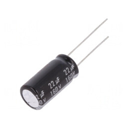 Condensator Electrolitic THT 22uF 160VDC 10x20mm 5mm raster | Electronic-mag.ro | Componente Electronice