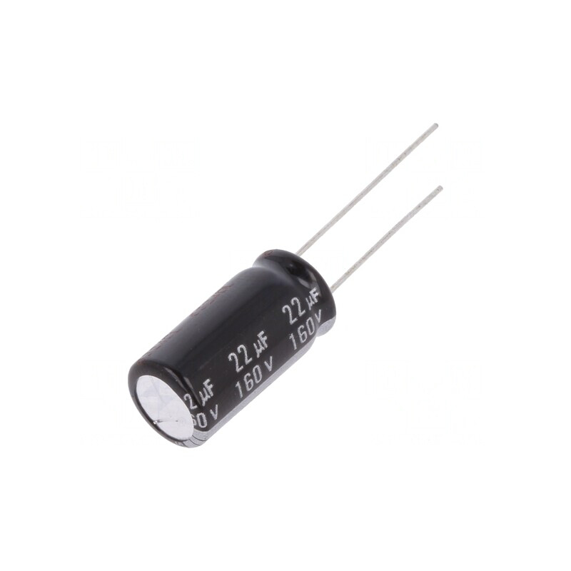 Condensator Electrolitic THT 22uF 160VDC 10x20mm 5mm raster | Electronic-mag.ro | Componente Electronice