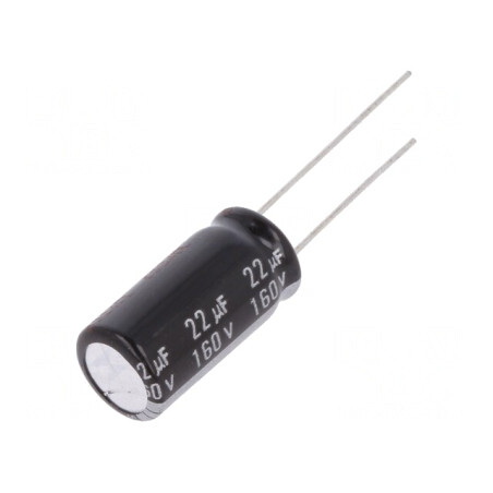Condensator Electrolitic THT 22uF 160VDC 10x20mm 5mm raster | Electronic-mag.ro | Componente Electronice