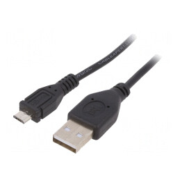 Cablu USB 2.0 A la Micro B Aurit 0,5m Negru | Electronic-mag.ro | Componente Electronice