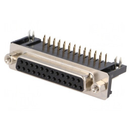 Conector D-Sub 25 Pin Soclu 90° THT UNC 4-40 | Electronic-mag.ro | Componente Electronice