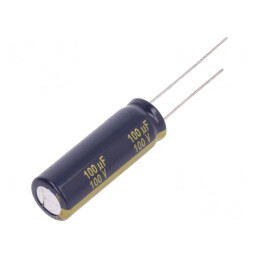 Condensator Electrolitic Low ESR 100uF 100V THT 10x30mm | Electronic-mag.ro | Componente Electronice