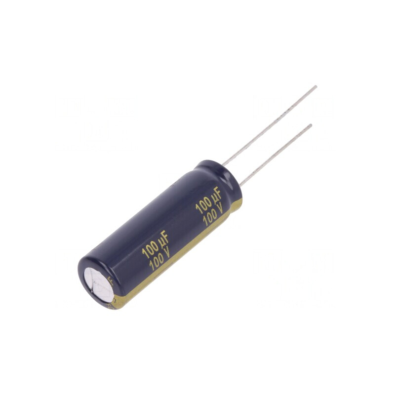 Condensator Electrolitic Low ESR 100uF 100V THT 10x30mm | Electronic-mag.ro | Componente Electronice