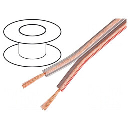 Cablu de Difuzor 2x0,5mm² Transparent Cu Litat | Electronic-mag.ro | Componente Electronice