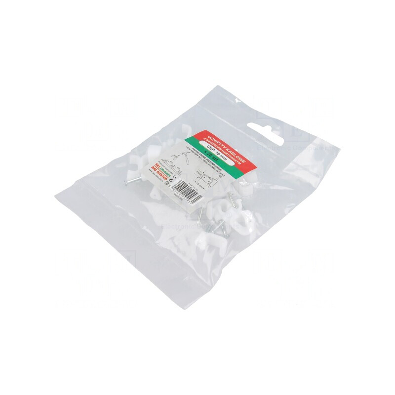 Set 25 Element de Susținere Albă pentru Cablu Plat cu Cui | Electronic-mag.ro | Componente Electronice