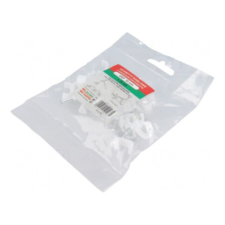 Set 25 Element de Susținere Albă pentru Cablu Plat cu Cui | Electronic-mag.ro | Componente Electronice