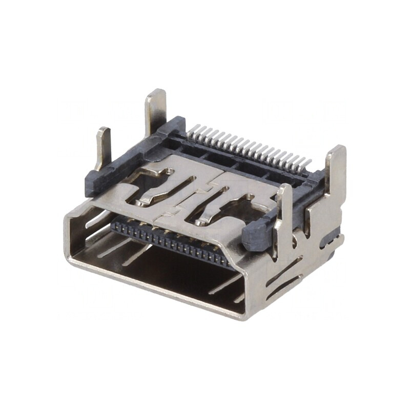 Conector HDMI 19 PIN Aurit în Unghi 90° SMT | Electronic-mag.ro | Componente Electronice