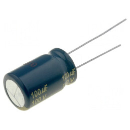 Condensator Electrolitic Low ESR 100uF 100V THT 12.5x20mm | Electronic-mag.ro | Componente Electronice