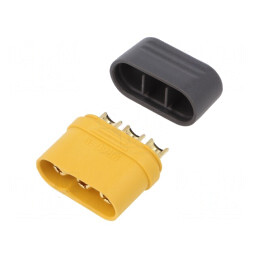 Mufă Alimentare DC MR60 Tată 3 Pin Cablu Lipire Galbenă | Electronic-mag.ro | Componente Electronice