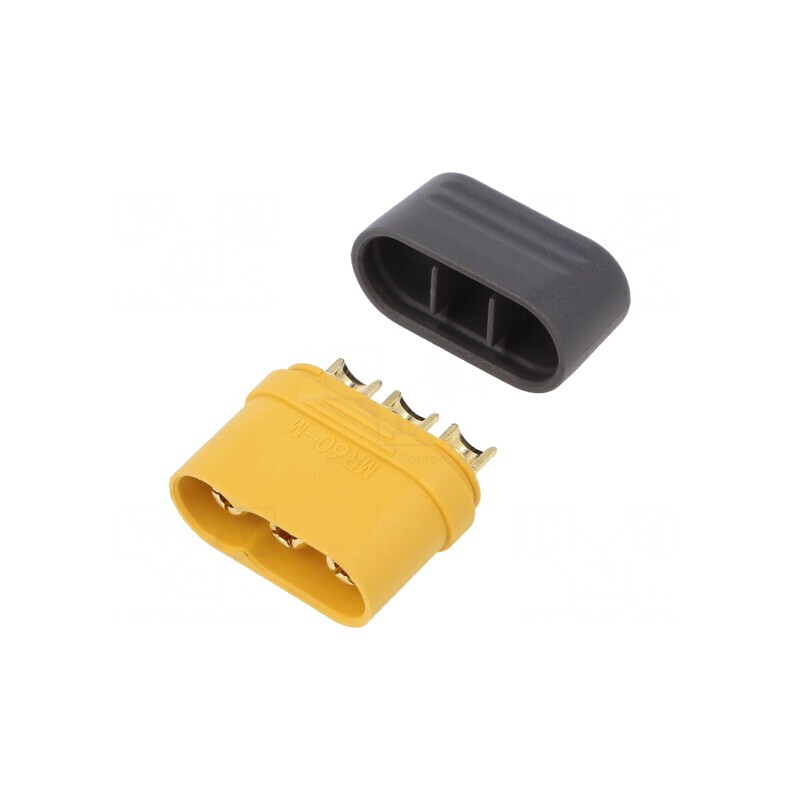 Mufă Alimentare DC MR60 Tată 3 Pin Cablu Lipire Galbenă | Electronic-mag.ro | Componente Electronice