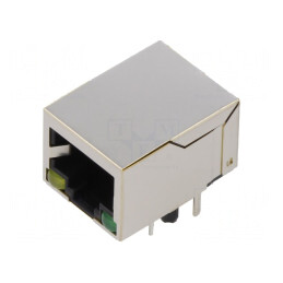 Soclu RJ45 Ecranat cu LED 8p8c THT | Electronic-mag.ro | Componente Electronice