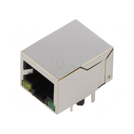 Soclu RJ45 Ecranat cu LED 8p8c THT | Electronic-mag.ro | Componente Electronice