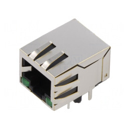 Soclu RJ45 Ecranat cu LED 8p8c THT | Electronic-mag.ro | Componente Electronice