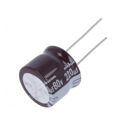 Condensator electrolitic low ESR 220uF 80V THT | Electronic-mag.ro | Componente Electronice