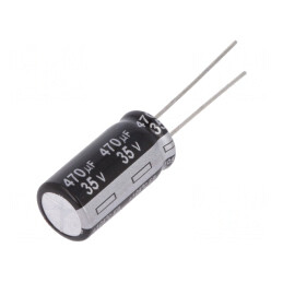 Condensator electrolitic THT 470uF 35V 10x20mm 5mm Raster | Electronic-mag.ro | Componente Electronice