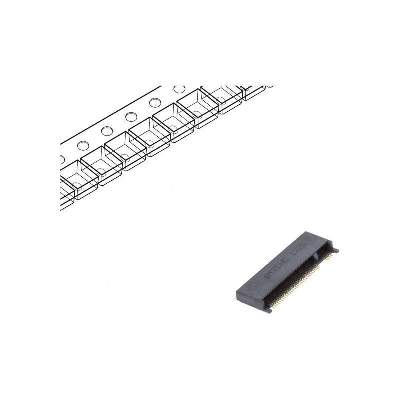 Conector M.2 (NGFF) Orizontal SMT 67-PIN Gold Flash 0.5A | Electronic-mag.ro | Componente Electronice