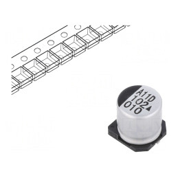 Condensator electrolitic SMD 1000uF 10V 10x10mm 5000h | Electronic-mag.ro | Componente Electronice