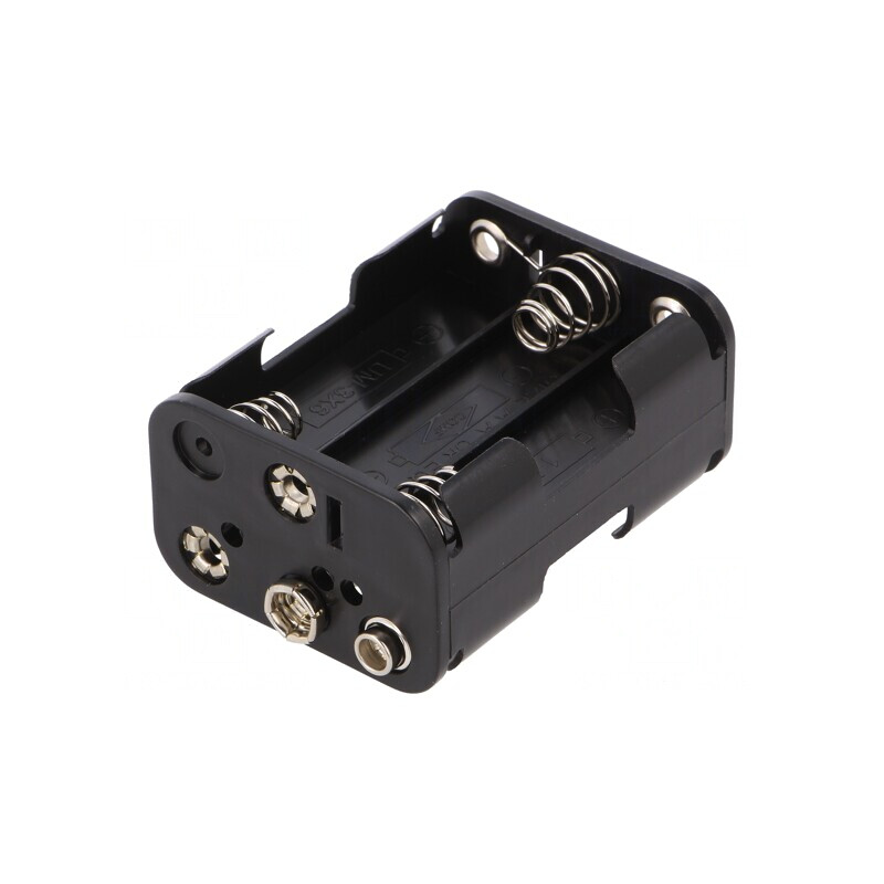 Suport Baterii AA R6 pentru 6 Baterii 6F22 Negru | Electronic-mag.ro | Componente Electronice