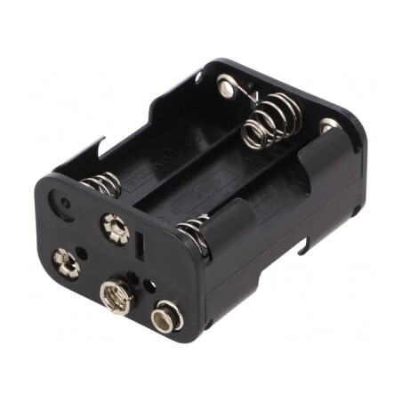 Suport Baterii AA R6 pentru 6 Baterii 6F22 Negru | Electronic-mag.ro | Componente Electronice