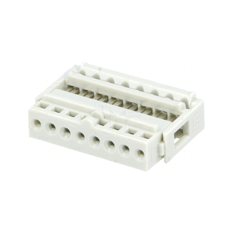 Mufă IDC mamă 8 pini THT 2,54mm cositorit | Electronic-mag.ro | Componente Electronice