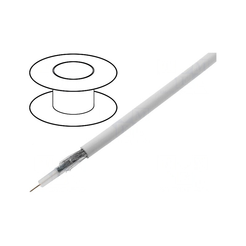 Cablu Coaxial RG59BU-F 100m Alb PVC Ø5.8mm | Electronic-mag.ro | Componente Electronice
