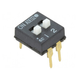Comutator DIP-SWITCH 2 Secțiuni ON-OFF 0.1A 24VDC THT | Electronic-mag.ro | Componente Electronice