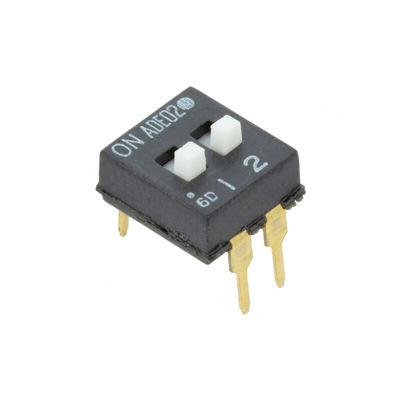 Comutator DIP-SWITCH 2 Secțiuni ON-OFF 0.1A 24VDC THT | Electronic-mag.ro | Componente Electronice