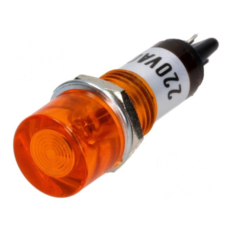 Lampă de control neon plat portocalie 230VAC Ø10mm | Electronic-mag.ro | Componente Electronice